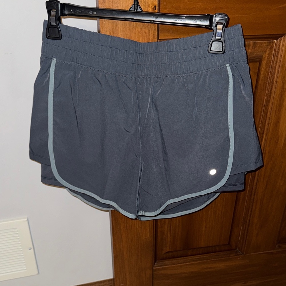 Layer 8 Charcoal Gray Athletic Shorts with Light Gray Trim